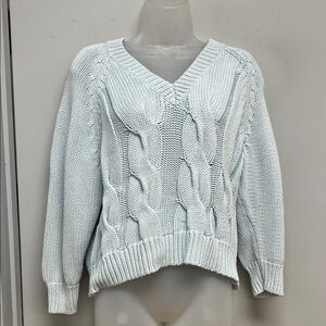 525 America Light Blue Cable Knit Cotton Sweater | Size S